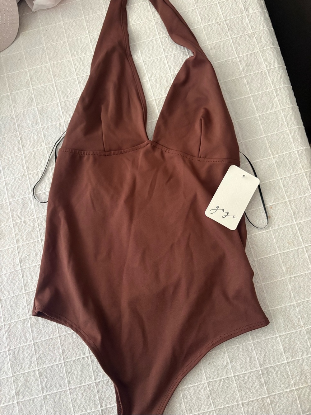 gaze Halter Bodysuit in Chocolate Brown